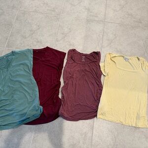 Maternity Short Sleeve Tops - Teal, Burgundy, Maroon, Yellow